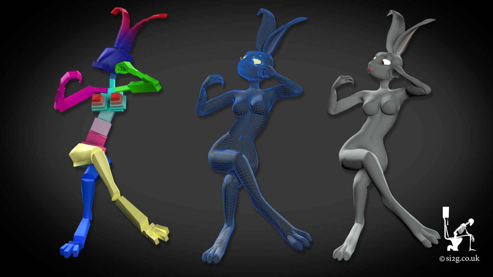 Bunny Girl - This is a behind-the-scenes breakdown of a 3D CGI character, designed for forth-coming animation.